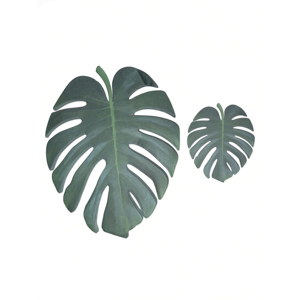 200pc Paper Monstera Leaf Set Tropical Green Party Decor Placemats 2 Sizes